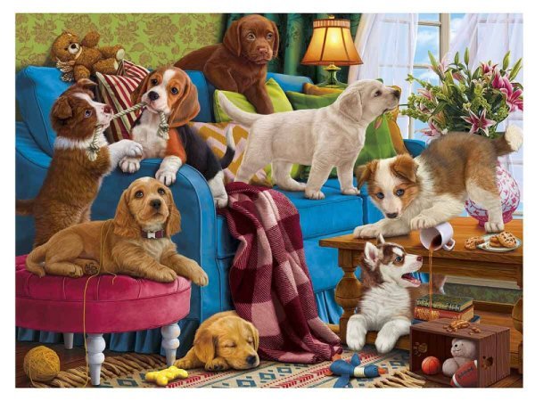 Алмаз.мозаика 40х50 c подрамн. с полн. заполн. (блест.) (33 цв.) ИГРИВЫЕ ЩЕНКИ (Арт. AS4030)