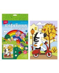 Песочный набор"Мини 2"(лопатка,грабли,1 форм.,сито)в сетке(22х17х2,5) (арт. И-8404)