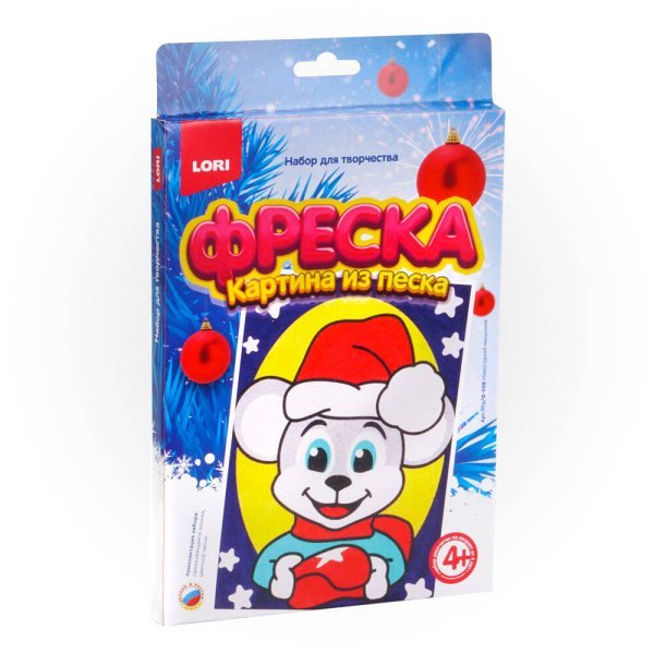 ФРЕСКА. КАРТИНА ИЗ ПЕСКА. МАЛЫЕ НАБОРЫ (LORI) Пз/ф-016 Фреска. Картина из песка "Белочка с цветком"