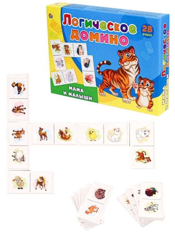 ЛОГИЧЕСКОЕ ДОМИНО (Рыжий Кот) Логическое Домино МАМА И МАЛЫШИ Арт. ИН-7476