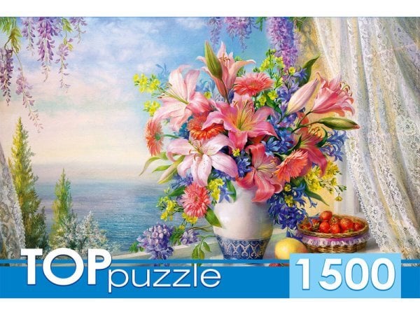 НАТЮРМОРТ (Рыжий Кот) TOPpuzzle. ПАЗЛЫ 1500 элементов. РУКТП1500-1586 Русская коллекция. О.Дандорф. Букет с гладиолусами