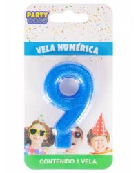 Свеча для торта Синяя. Цифра 9 С-3026