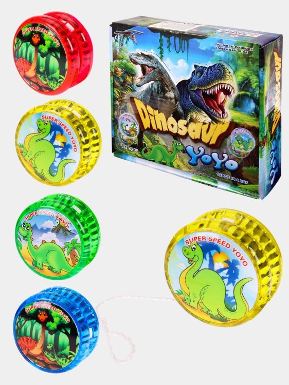 Йо-йо (3,5х5,5 см) "Динозавры" (12 шт в шоубоксе) 20 видов микс (свет) (Арт. И-6564) кратно 12