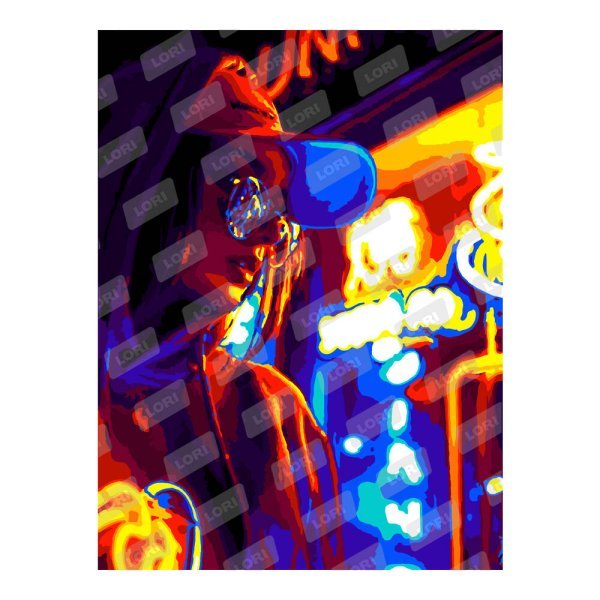 КАРТИНА ПО НОМЕРАМ 28,5*38 СМ.ПОСТОЯННЫЙ АССОРТИМЕНТ (LORI) Кпн-076 Картина по номерам "Неоновый вечер"