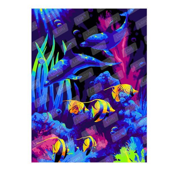 КАРТИНА ПО НОМЕРАМ 28,5*38 СМ.ПОСТОЯННЫЙ АССОРТИМЕНТ (LORI) Кпн-123 Картина по номерам "Дельфины"