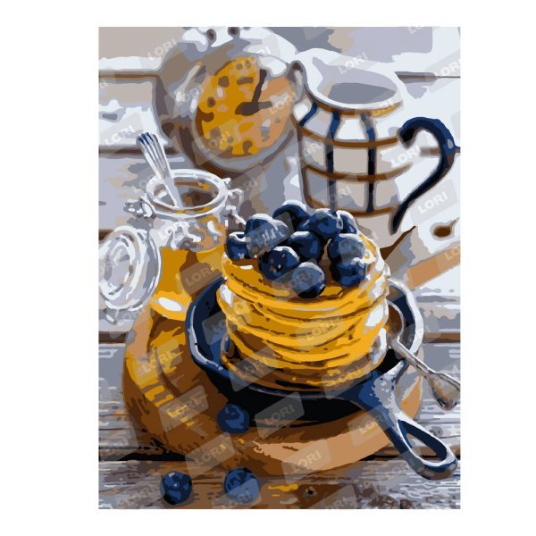 КАРТИНА ПО НОМЕРАМ 28,5*38 СМ.ПОСТОЯННЫЙ АССОРТИМЕНТ (LORI) Кпн-130 Картина по номерам "Черничные панкейки"