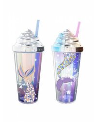 Стакан с трубочкой Хвост русалки, в ассортименте, 400 ml СП-5862
