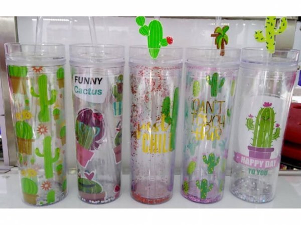 Стакан с трубочкой Каткусы, в ассортименте, 400 ml СП-5873