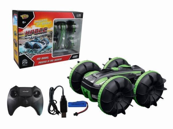 Перевертыши, вездеходы Р/У (Рыжий Кот) Машинка на р/у "Кросс Амфибия-1"(14,8см) (акк.3.7,бат.2шт.АА не в компл.) (Арт. M1236-3)