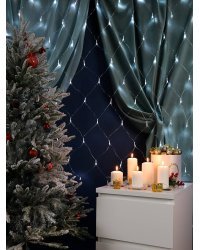 Гирлянда Сетка 3х2м, прозр. нить, 192 белые лампы,8 реж. Для использования в доме НУ-3637