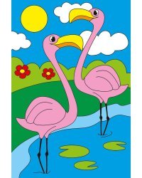 Алмаз. мозаика (класс.) 10х15 см, с подр., с полн. заполн. Два фламинго (Арт. AC1040)