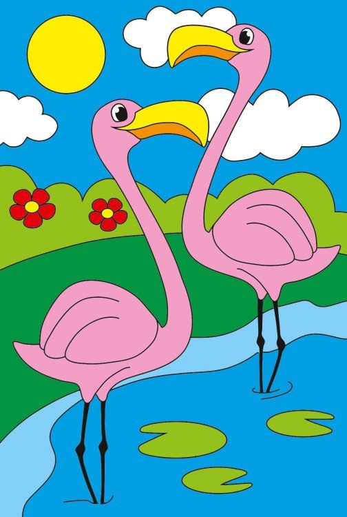 Алмаз. мозаика (класс.) 10х15 см, с подр., с полн. заполн. Два фламинго (Арт. AC1040)