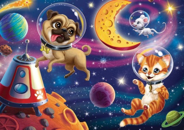 Алмаз.моз.(клас.)22х32см,с подр.,с полн.зап.(23цв.) Космическое путешествие питомцев (Арт. AC22115)