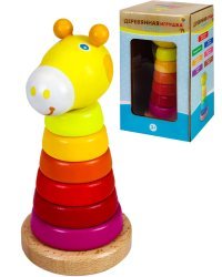 Деревянная игрушка. Пирамидка. "Жирафик" (15.4 см) (арт. ИД-7990)