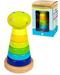 Деревянная игрушка. Пирамидка. "Гусеничка" (15.4 см) (арт. ИД-8042)