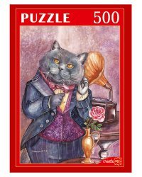 ПАЗЛЫ 500 элементов. ХП500-5883 КОТ С ГРАММОФОНОМ
