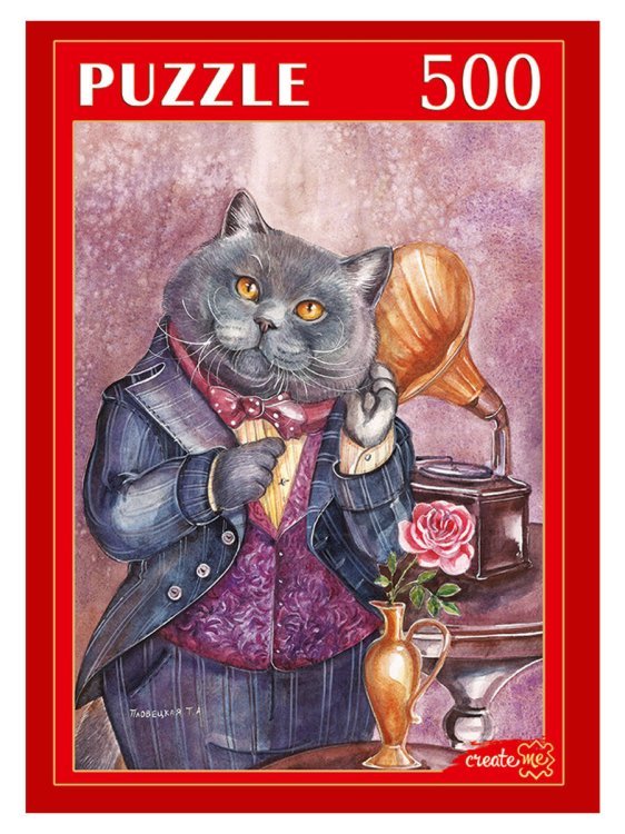 ПАЗЛЫ 500 элементов. ХП500-5883 КОТ С ГРАММОФОНОМ