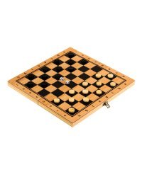 Шашки деревянные (фигуры пластик) (29х14,5 см) в пакете (Арт. ИН-0319)