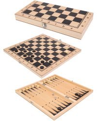 Шашки деревянные (фигуры пластик) (34х17 см) в пакете ( Арт. ИН-7148)