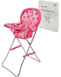 Кукольный стульчик для кормления(40,5х30,5х66 см)"Розовые кружочки"(метал.,в кор.) (Арт.9330)