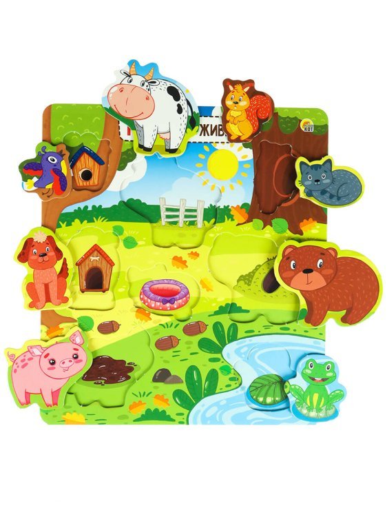 23. РАЗВИВАЮЩИЕ РАМКИ-ВКЛАДЫШИ (Рыжий Кот) Игры малышам. Рамка-вкладыш "Кто где живет?" (Арт. И-5653)