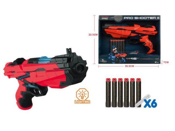 Бластер с софт патронами-11(6 патронов,бат.3*AG13 в компл.,в коробке) (Арт. 1970177)