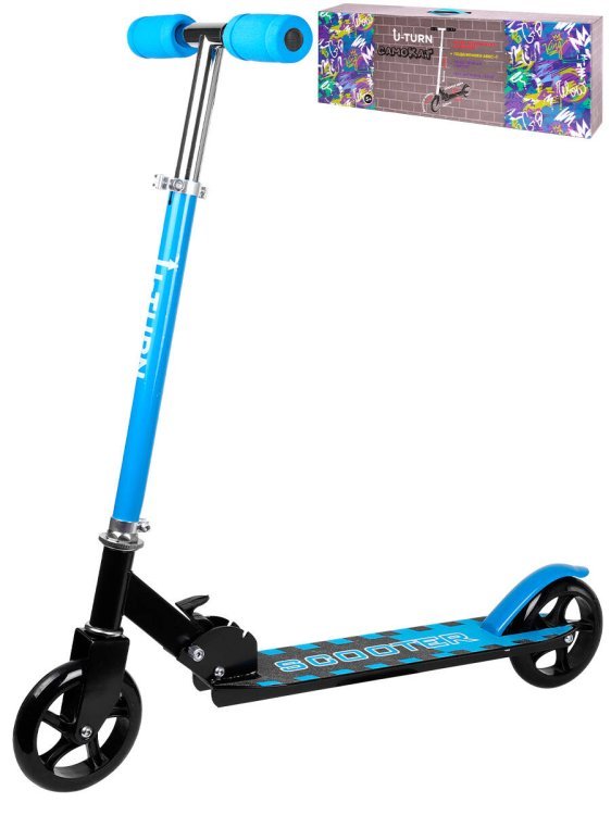 Самокат двухколесный (колеса PU 14 см, 73 * 10 * 86, макс. вес 50 кг, голубой) ( Арт. И-3375)