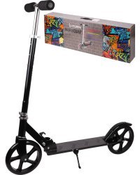 Самокат двухколесный (колеса PU 20 см, 85 * 34,5 * 102,5, макс. вес 80 кг, черный) ( Арт. И-3377)
