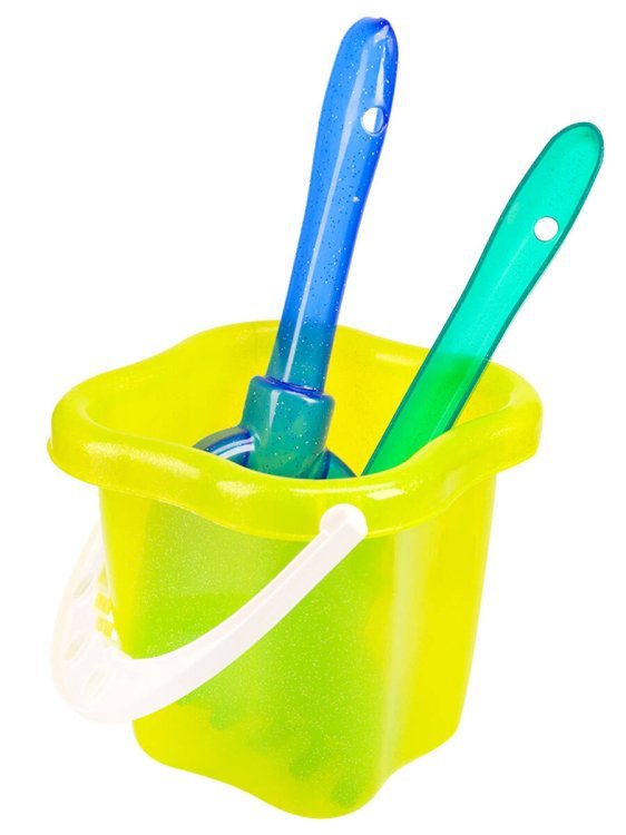 НАБОРЫ ДЛЯ ПЕСОЧНИЦЫ (Рыжий Кот) 46. НАБОР №46 ПРОЗРАЧНЫЙ С БЛЕСТКАМИ (Ведро 0,8л пр., Лопатка 21 пр., Грабли 21 пр.) Арт. И-3876