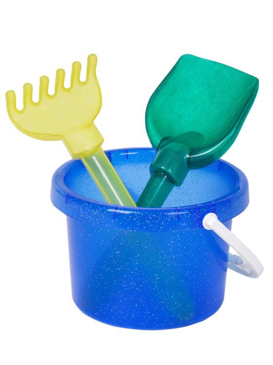 НАБОРЫ ДЛЯ ПЕСОЧНИЦЫ (Рыжий Кот) 48. НАБОР №48 ПРОЗРАЧНЫЙ С БЛЕСТКАМИ (Ведро 1л проз., Лопатка 21 проз., Грабли 21 проз.) Арт. И-3875