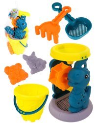 Песочный набор "Дракончик-1" (лопатка, 2 формочки,лейка,грабли, мельница,в сетке) ( Арт. ИК-2347)