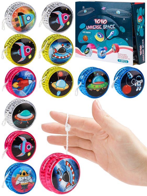 Йо-йо(5.5см) "Космос"(свет,бат.2 шт.AG3 в компл.,12шт. в ш/у,цвет-микс) ( Арт. И-2135) кратно 12