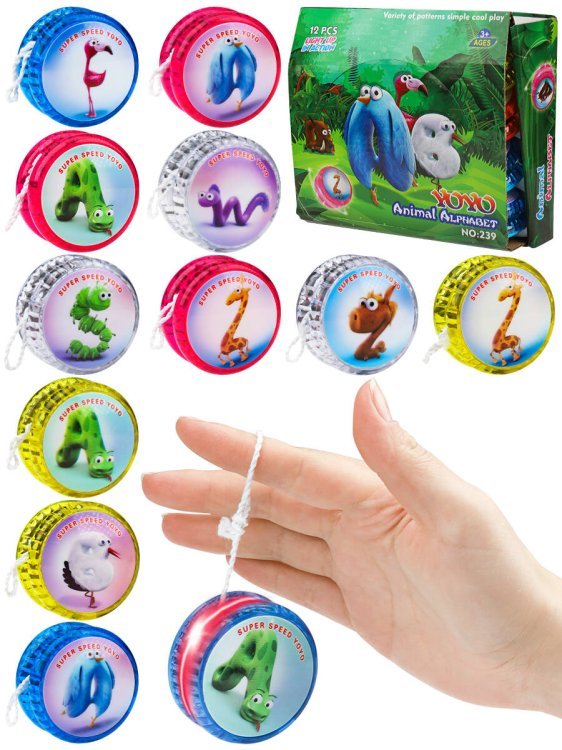 Йо-йо(5.5см) "Джунгли"(свет,бат.2 шт.AG3 в компл.,12шт. в ш/у,цвет-микс) ( Арт.И-2142) кратно 12