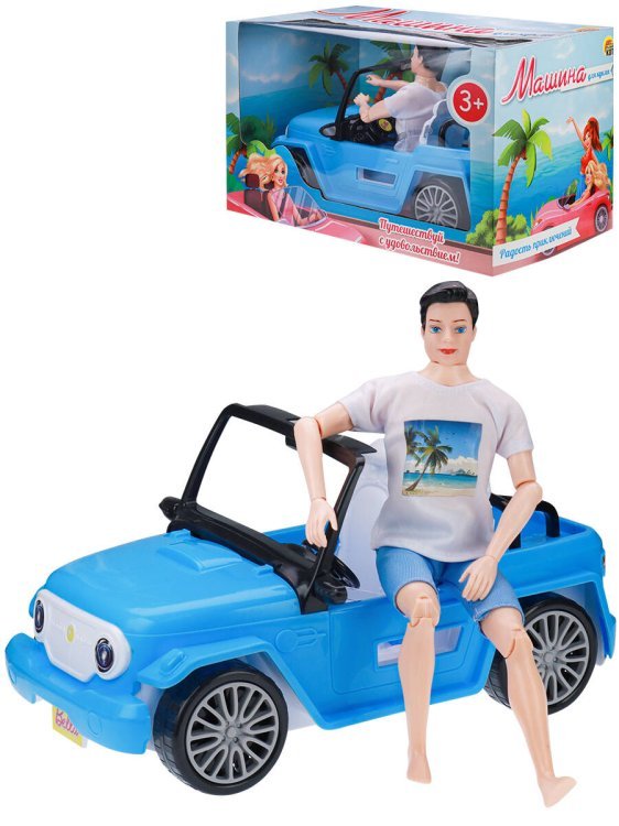 Машинка "ГОЛУБОЙ ДЖИП С КУКЛОЙ"(30 x 15 x 15 см) (в коробке) (Арт. И-1048)