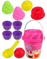 Песочный набор "Вкусняшка" (ведерко, сито, лопатка,10 форм, в сетке) цвет микс (Арт. ИК-2321)