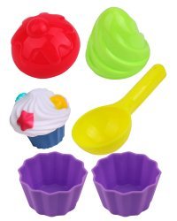 Песочный набор "Кондитер" (лопатка,5 формочек, в сетке) цвет микс ( Арт. ИК-2328)