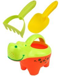 Песочный набор "Бегемотик" (лейка,лопатка, грабли,в сетке) цвет микс ( Арт. ИК-2326)