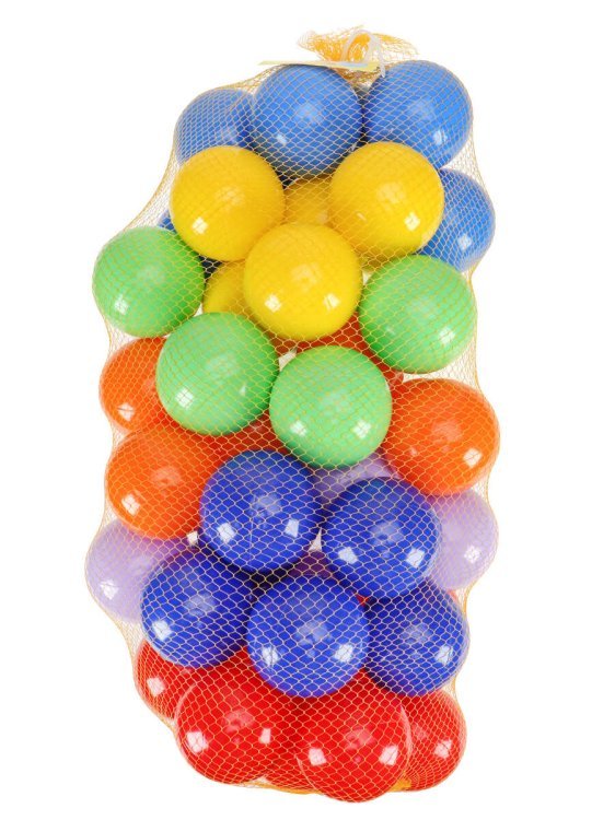 Шарики ф 70 мм (Рыжий Кот) ШАРИКИ ПЛАСТИКОВЫЕ 100 шт. ЦВЕТНЫЕ, Ø70 мм "Радужный"(в пакете) ( Арт. И-8999)