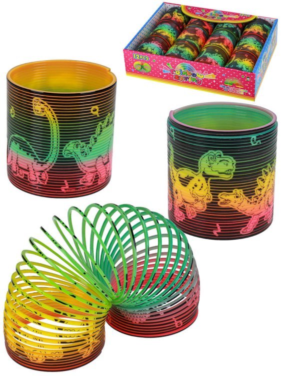 10. ПРУЖИНКИ-РАДУГИ (Рыжий Кот) Пружинка-радуга "Мир динозавров"(6,5см)(12 шт. в ш/у) ( Арт. И-6080) кратно 12