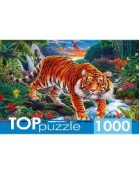 TOPpuzzle. ПАЗЛЫ 1000 элементов. ФТП1000-9854 Тигр у водопада