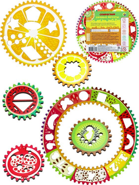Деревянная игрушка (180х180 мм) Спирограф.Сочные фрукты ( Арт. СФ00008)