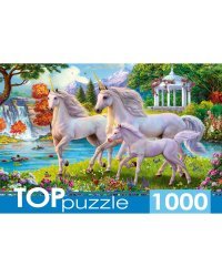 TOPpuzzle. ПАЗЛЫ 1000 элементов. ФТП1000-9850 Единороги у водопада