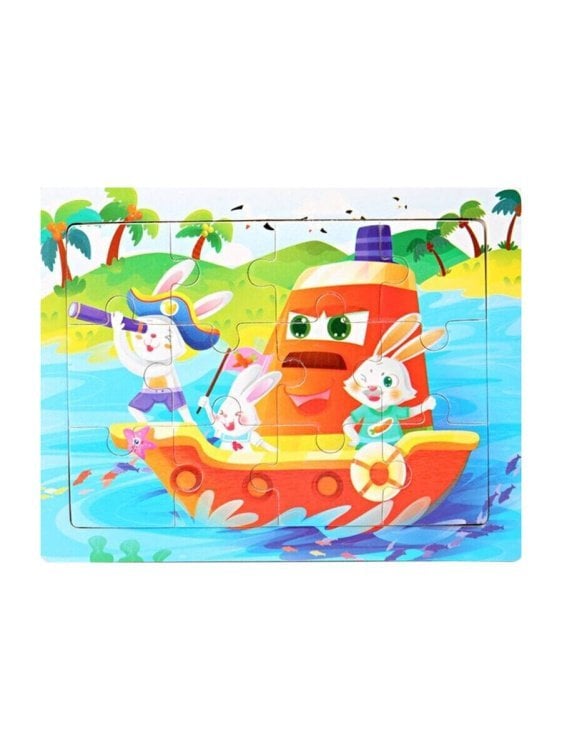 РАМКИ-ПАЗЛЫ (Рыжий Кот) Деревянная пазл-рамка (14х11х0,5 см) "Пираты зверята" (12 элементов) ( Арт. ИД-0123)