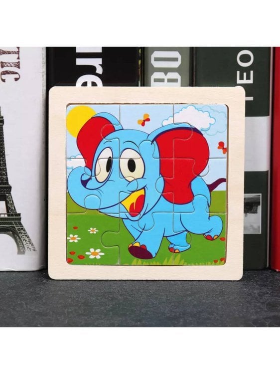 РАМКИ-ПАЗЛЫ (Рыжий Кот) Деревянная пазл-рамка (11х11х0,4 см) "Слоник" (9 элементов) ( Арт. ИД-0119)