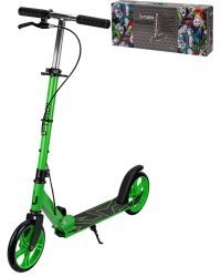 Самокат двухколесный (колеса PU 20 см,85*11*76-99 см,макс.вес 100кг,черно-зелёный) ( Арт. СМК-9944)