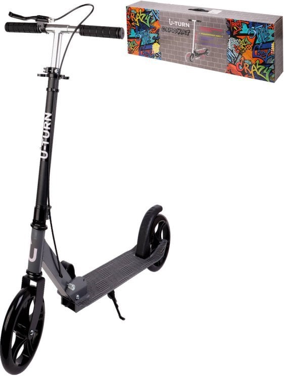 Самокат двухколесный (колеса PU 20 см,85*11*76-99 см,макс. вес 100кг,черный) ( Арт. СМК-9943)