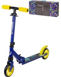 Самокат двухколесный(колеса PU 14,5 см, 73*10*66-82,5 см, макс.вес 50 кг,жёлто-синий)(Арт. СМК-9935)