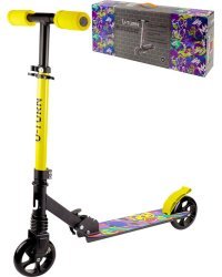 Самокат двухколесный(колеса PU 14,5см,73*10*66-82,5 см,макс.вес 50кг,жёлтый граффити)(Арт.СМК-9936)