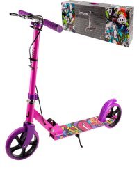 Самокат двухколесный (колеса PU 20см,85*11*76-99 см,макс.вес100кг,розово-сиреневый)(Арт.СМК-9942)