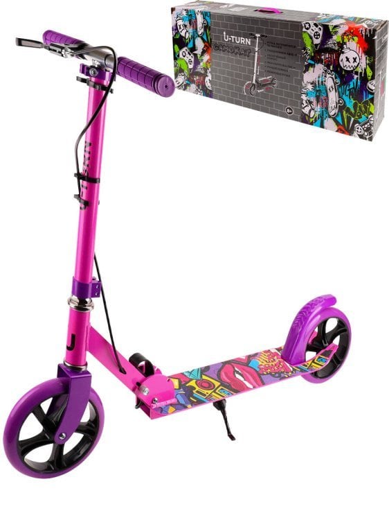 Самокат двухколесный (колеса PU 20см,85*11*76-99 см,макс.вес100кг,розово-сиреневый)(Арт.СМК-9942)